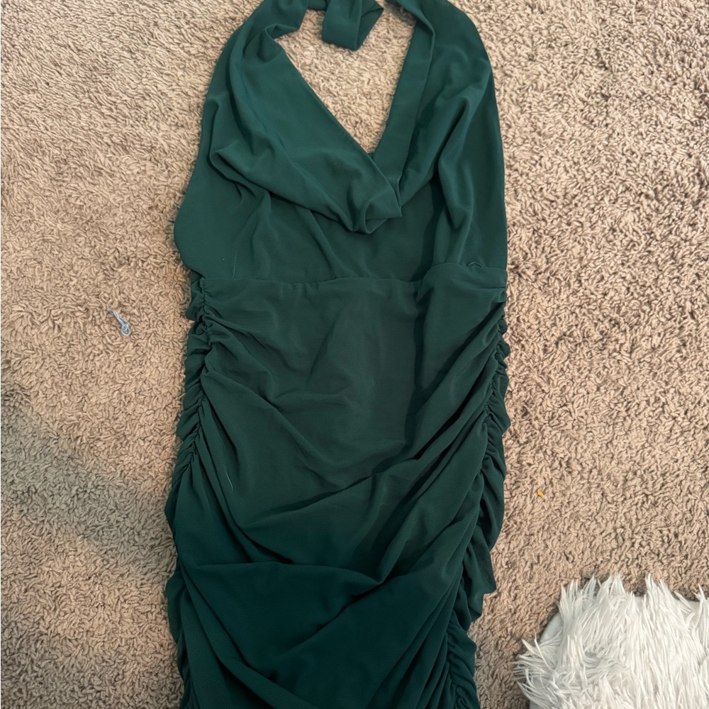 Elegant Green Halter Dress